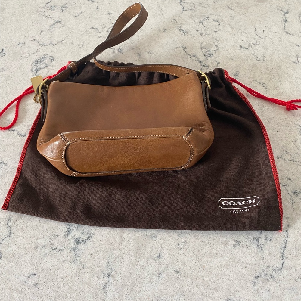 Vintage Coach Bag Brown Leather Classic C Print Lining Original Dust Bag - Picture 2 of 14